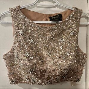 Terani Couture Gold and Silver Embellished Prom Dress